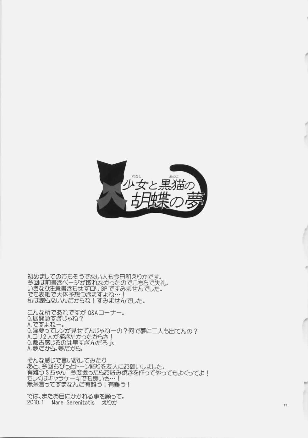 (C78) [Mare Serenitatis (Erika)] Shoujo to Kuroneko no Kochou no Yume (Tsukihime) - Page 25