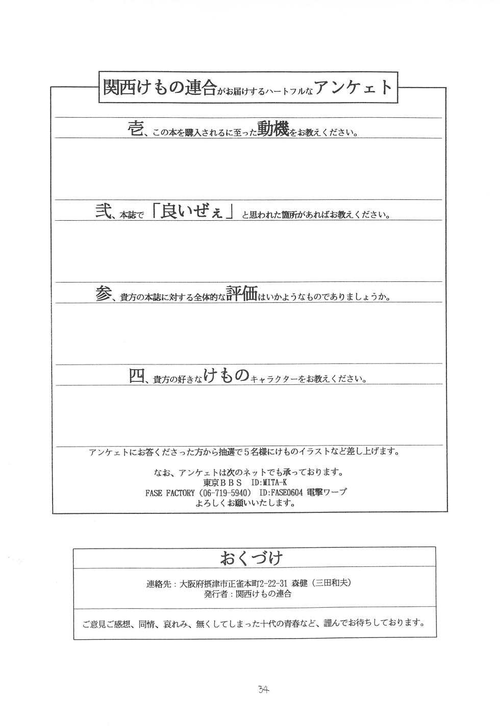 [Kansai Kemono Rengou (Various)] Kemonoke Tsuushin 4 (Various) - Page 34
