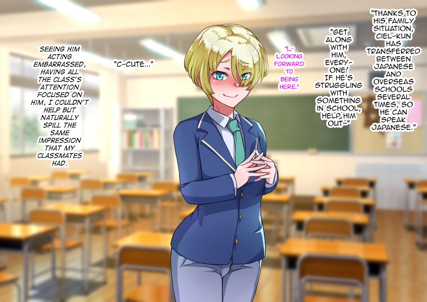 [Hagurumarokuro (Silver Radish)] Otokonoko to xx No. 5 Kinpatsu Seijun na Tenkousei Hen [English] [mysterymeat3] - Page 4