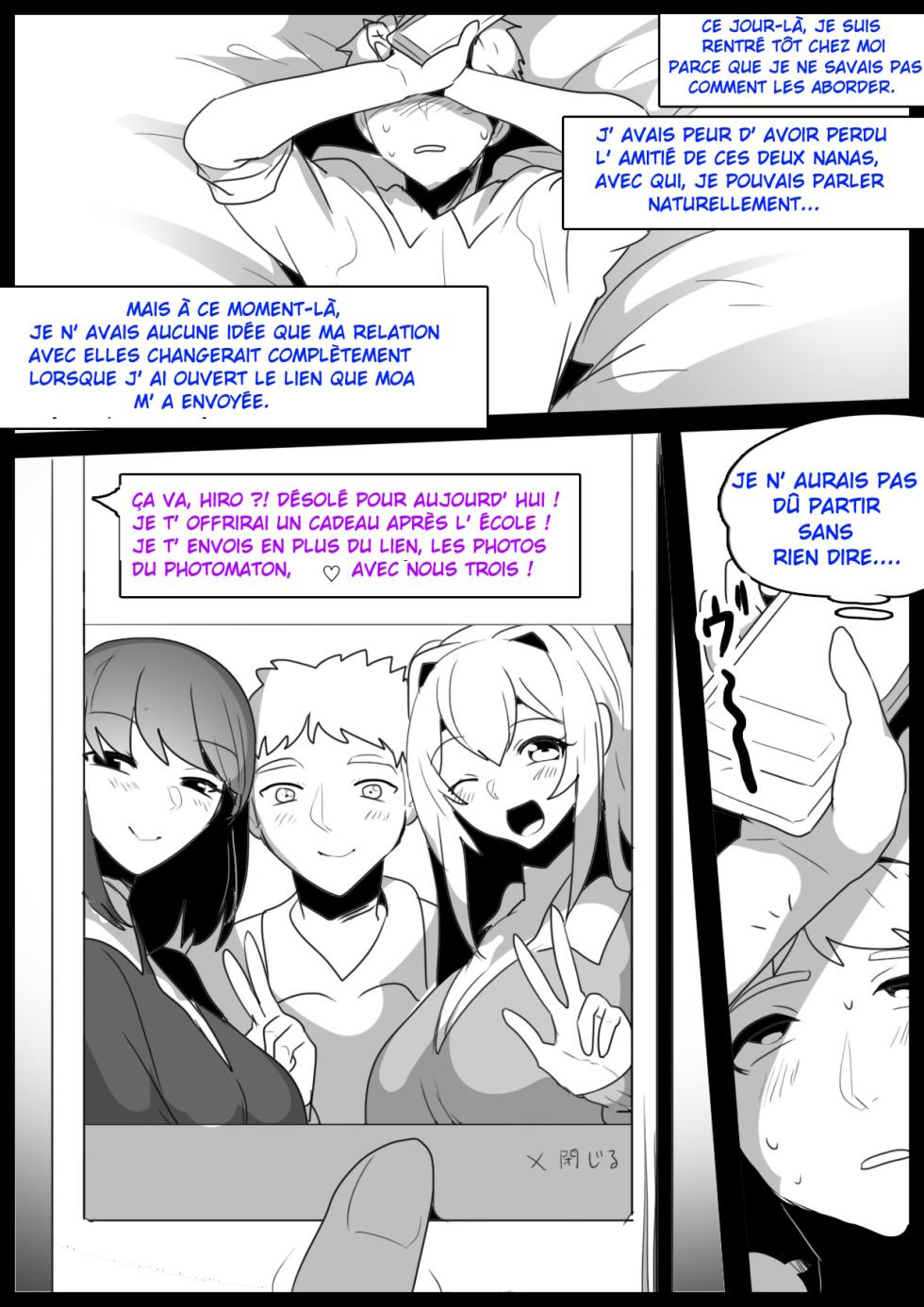 [The Nation of Head Scissors (kubi4, Toppogi)] Onaji Class no Onna Tomodachi ni Maso Bare shite, Sandbag Dorei ni Otosareta Hanashi. | Je suis devenu l'esclave, un vrai punching-ball par deux filles de ma classe qui ont découvert que j'étais maso [French] - Page 8