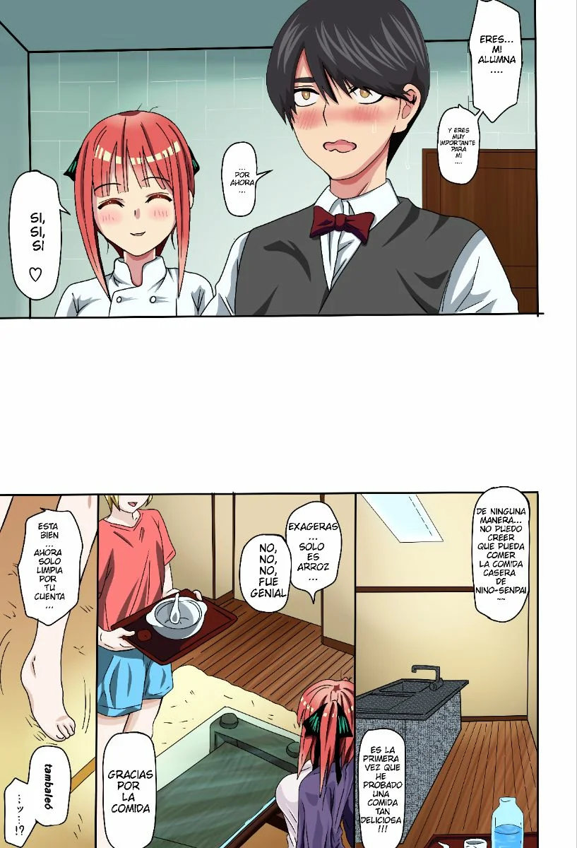 (COMIC1☆17) [ROUND-HOUSE (Kikkawa Ryounei)] Nino-san to Kaze to Yarichin Kouhai (Gotoubun no Hanayome) [Spanish] [Darkss 153] [Colorized] - Page 3