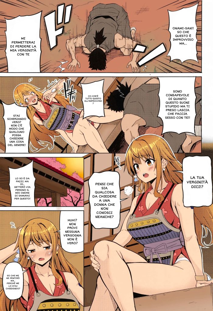 (CT43) [BRAVE HEART petit (KOJIROU!)] Kaizoku Kyonyuu Wa Ni | Onami e il Samurai Vergine (One Piece) [Italian] [Colorized] - Page 2