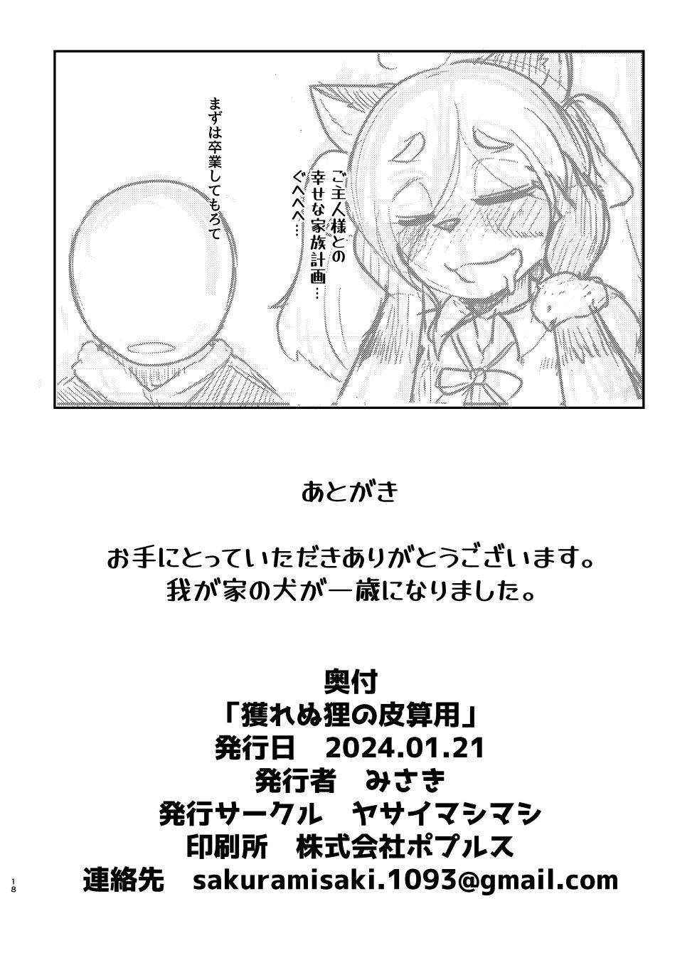 [Yasai Mashi Mashi (Misaki)] Torenu Tanuki no Kawazanyou [Digital] - Page 17