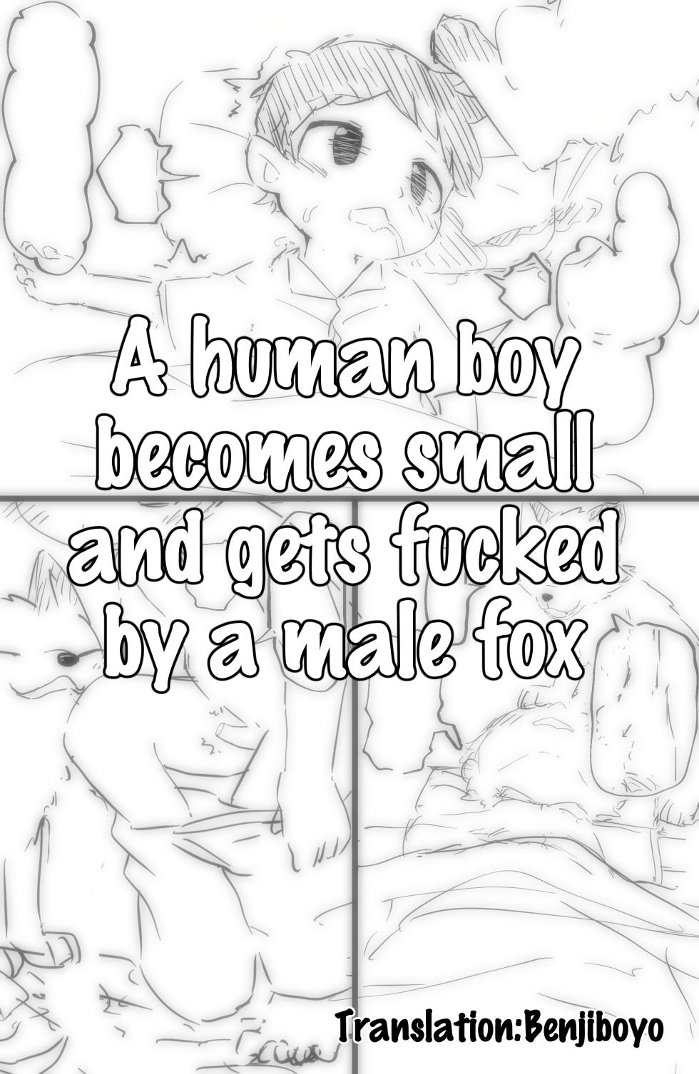 [Funyua] Ningen ga Kitsune ni Shou o Nomasareta Nochi Okasareru | A human boy becomes small and gets fucked by a male fox [English] [Decensored] - Page 1