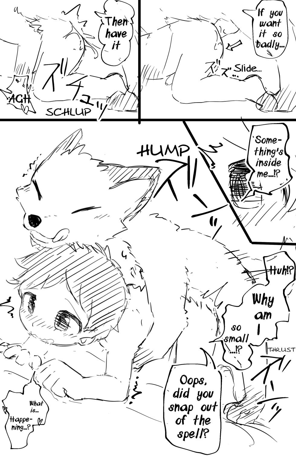[Funyua] Ningen ga Kitsune ni Shou o Nomasareta Nochi Okasareru | A human boy becomes small and gets fucked by a male fox [English] [Decensored] - Page 8