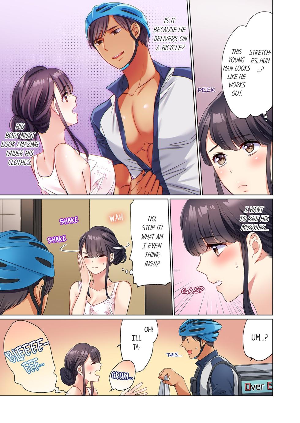 [Uehara Yoyogi] Zaitaku OL, Yotsunbai Iki! Heya Made Gamandekinai Deribarii SEX 1 | Work-at-Home Clerk, Cums on All Fours! Impatient Delivery Sex 1 [English] - Page 4