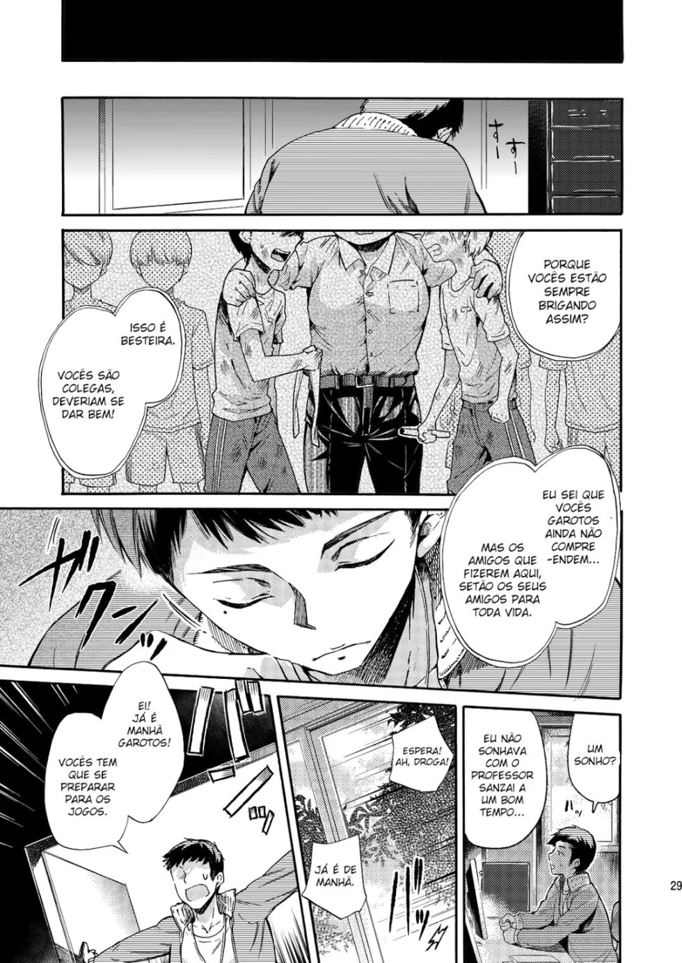 (C84) [Sakusaku Kangen Noushuku (Matashita Kintama)] Misshitsu Kankin AV Tarenagashi [Portuguese-BR] - Page 28