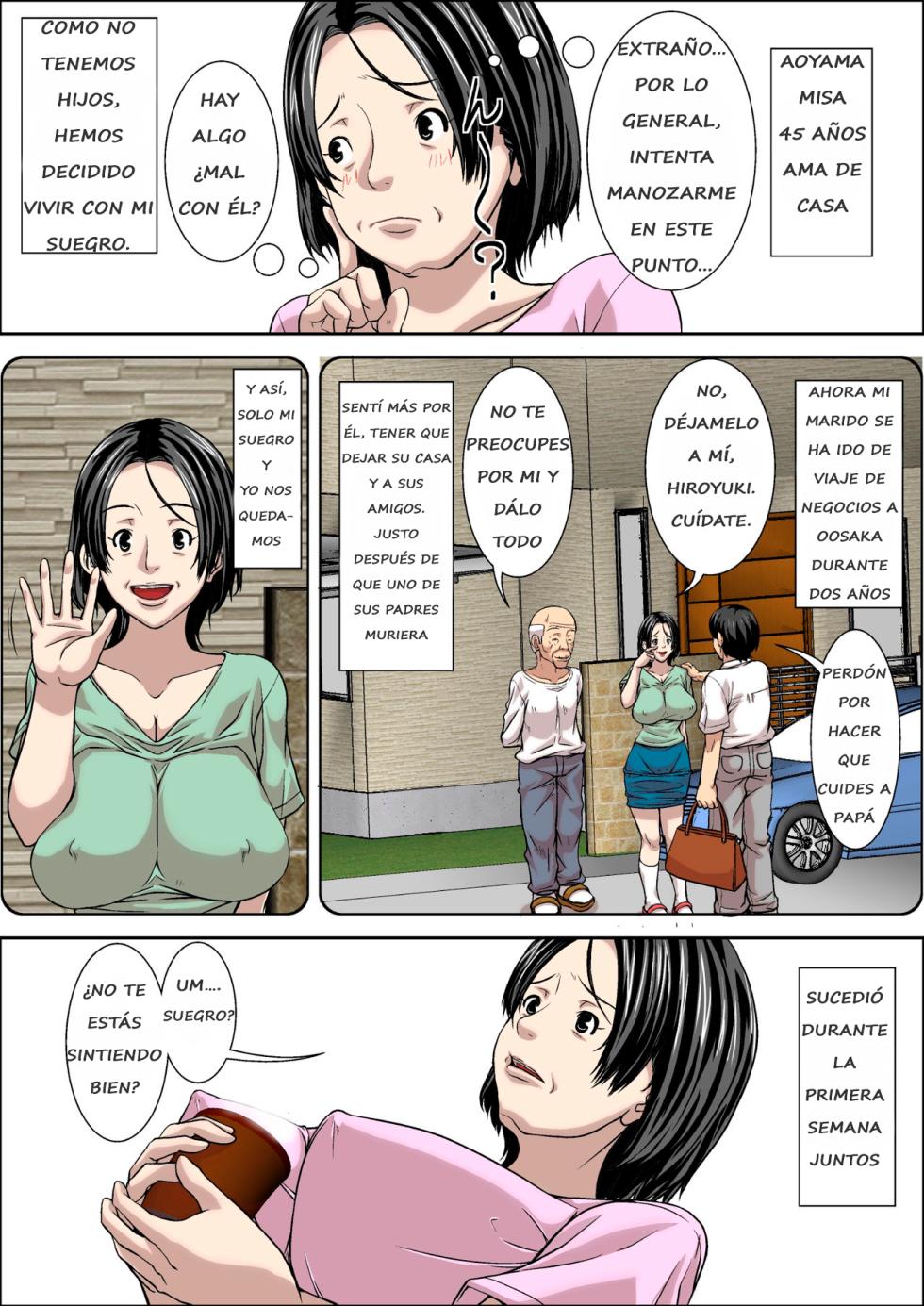 [Hoyoyodou] Otou-san! Musuko no Yome (45-sai) ni Hatsujou Shicha Damedesu yo! |  No Puedes Excitarte con la Esposa de tu Hijo (45 años) [Spanish] [Pajerosxnx] - Page 4