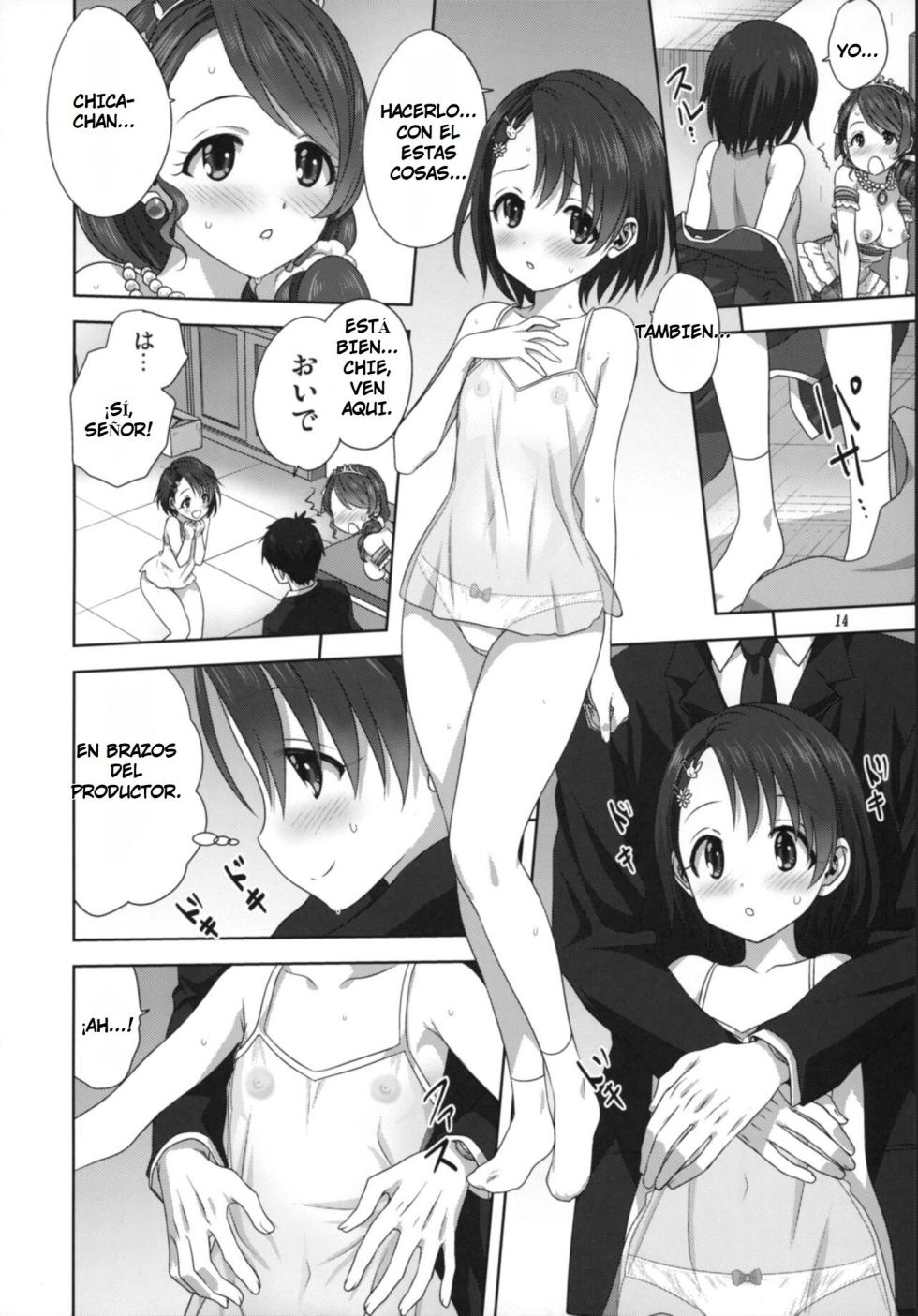 (C97) [Mitarashi Club (Mitarashi Kousei)] Arisa to Chie to P no Oshigoto | Arisa y Chie Hacen Travesuras con el Productor (THE IDOLM@STER CINDERELLA GIRLS) [Spanish] [Earl Hickey0] - Page 14
