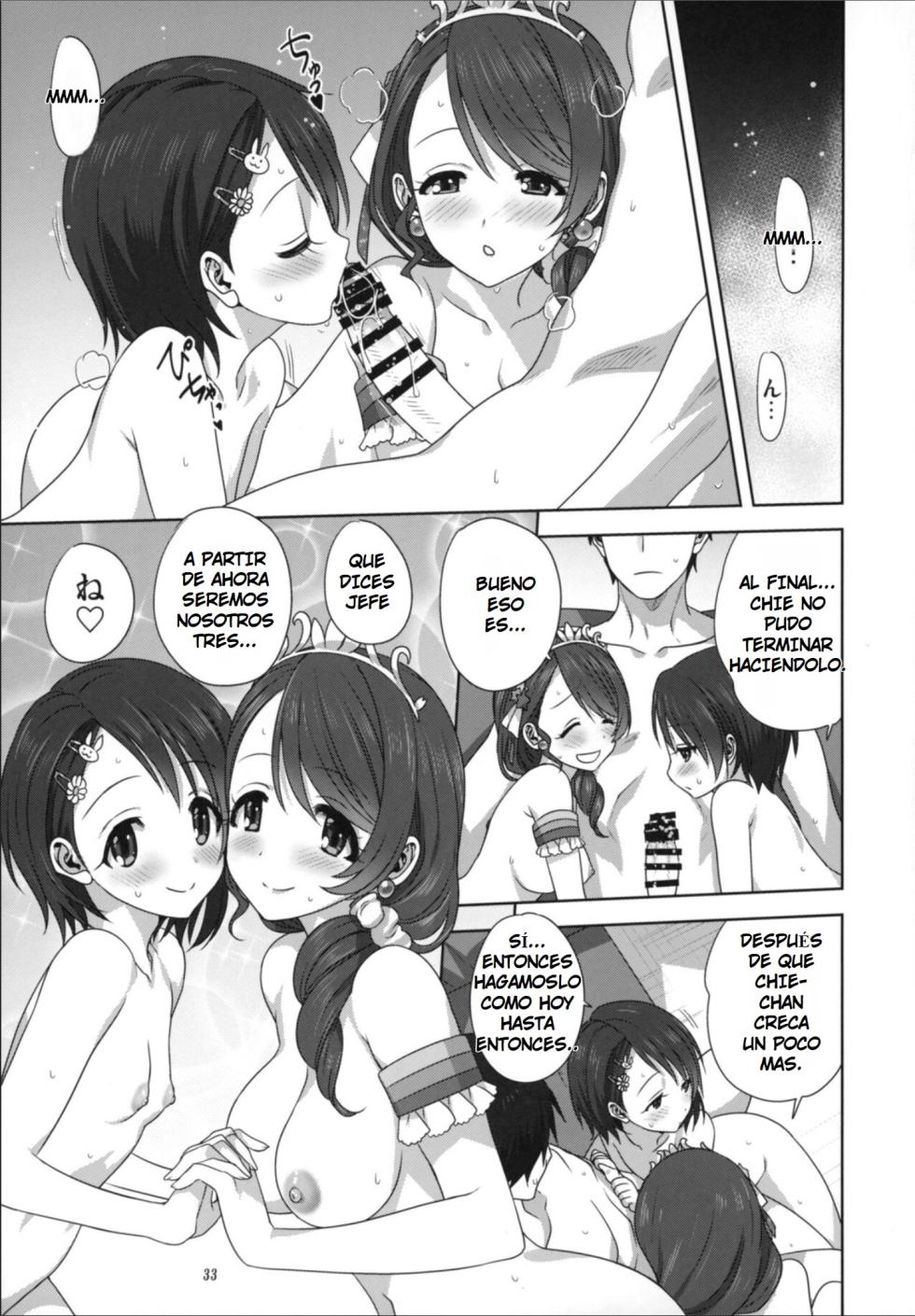(C97) [Mitarashi Club (Mitarashi Kousei)] Arisa to Chie to P no Oshigoto | Arisa y Chie Hacen Travesuras con el Productor (THE IDOLM@STER CINDERELLA GIRLS) [Spanish] [Earl Hickey0] - Page 33