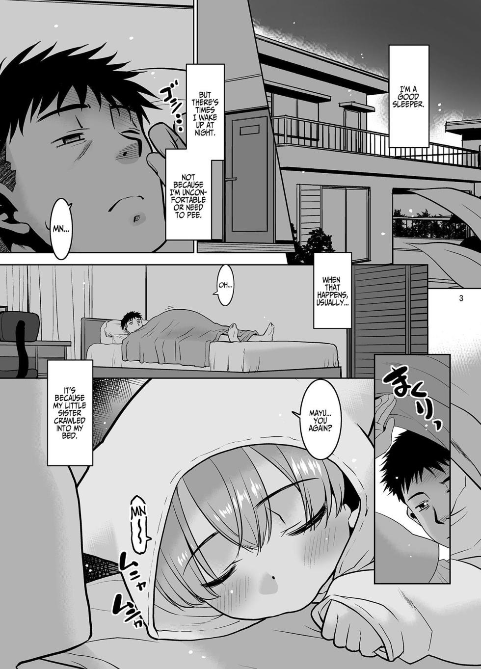 (SC2024 Summer) [T.4.P (Nekogen)] Imouto ga Bed ni Mogurikonde kuru no de Bukkakete mo ii yo ne? | My Sister Creeps Into My Bed So It's Alright If I Cum All Over Her, Right? [English] [Iulius] - Page 2