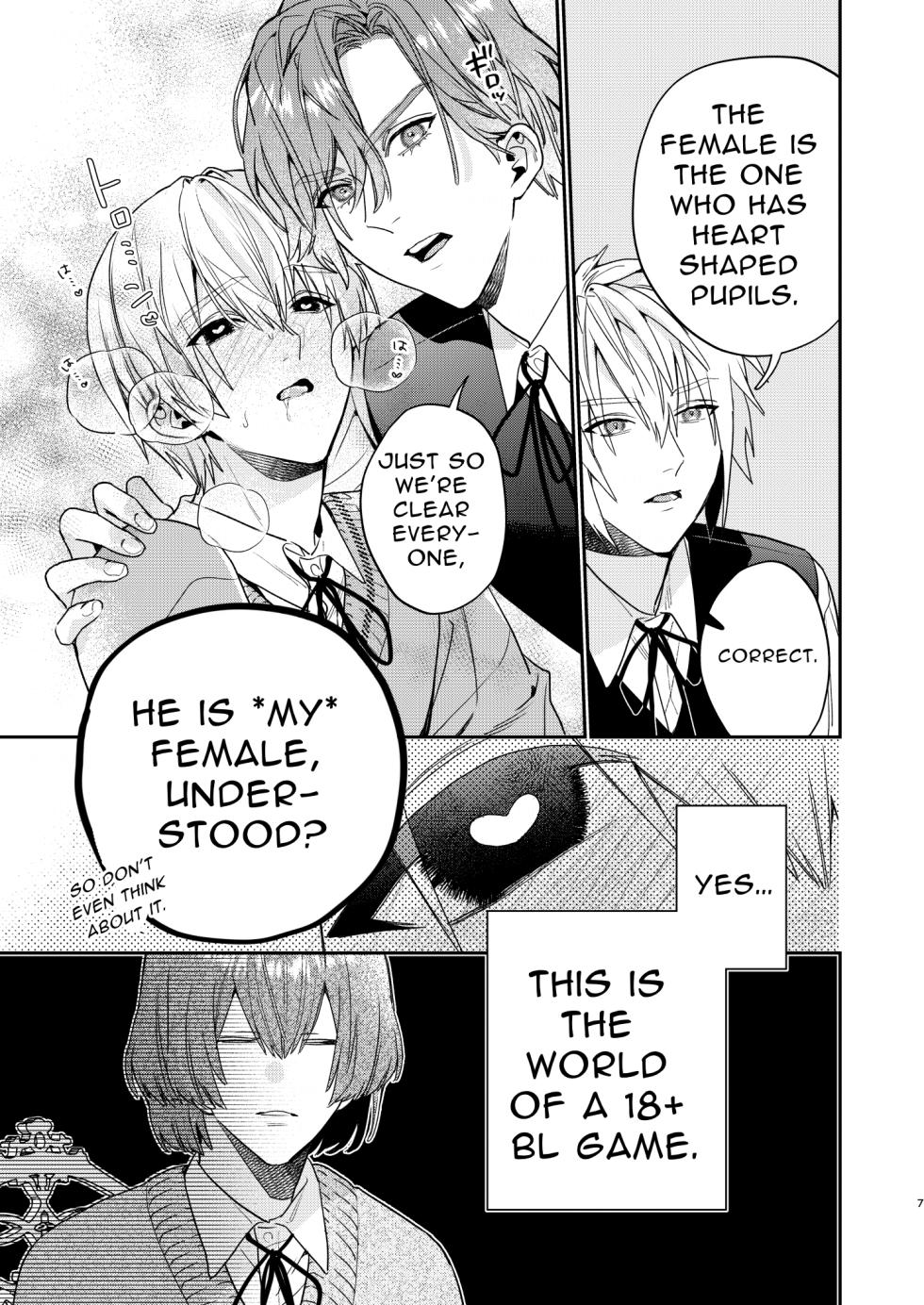 [niwaniwa (Oova Akiru)] Tensei Mob wa BL-gee no Sekai de Hamerare Kouryakusaremashita!? | Sex with the Love Interest! But I'm an NPC! 1 [English] [Digital] - Page 7
