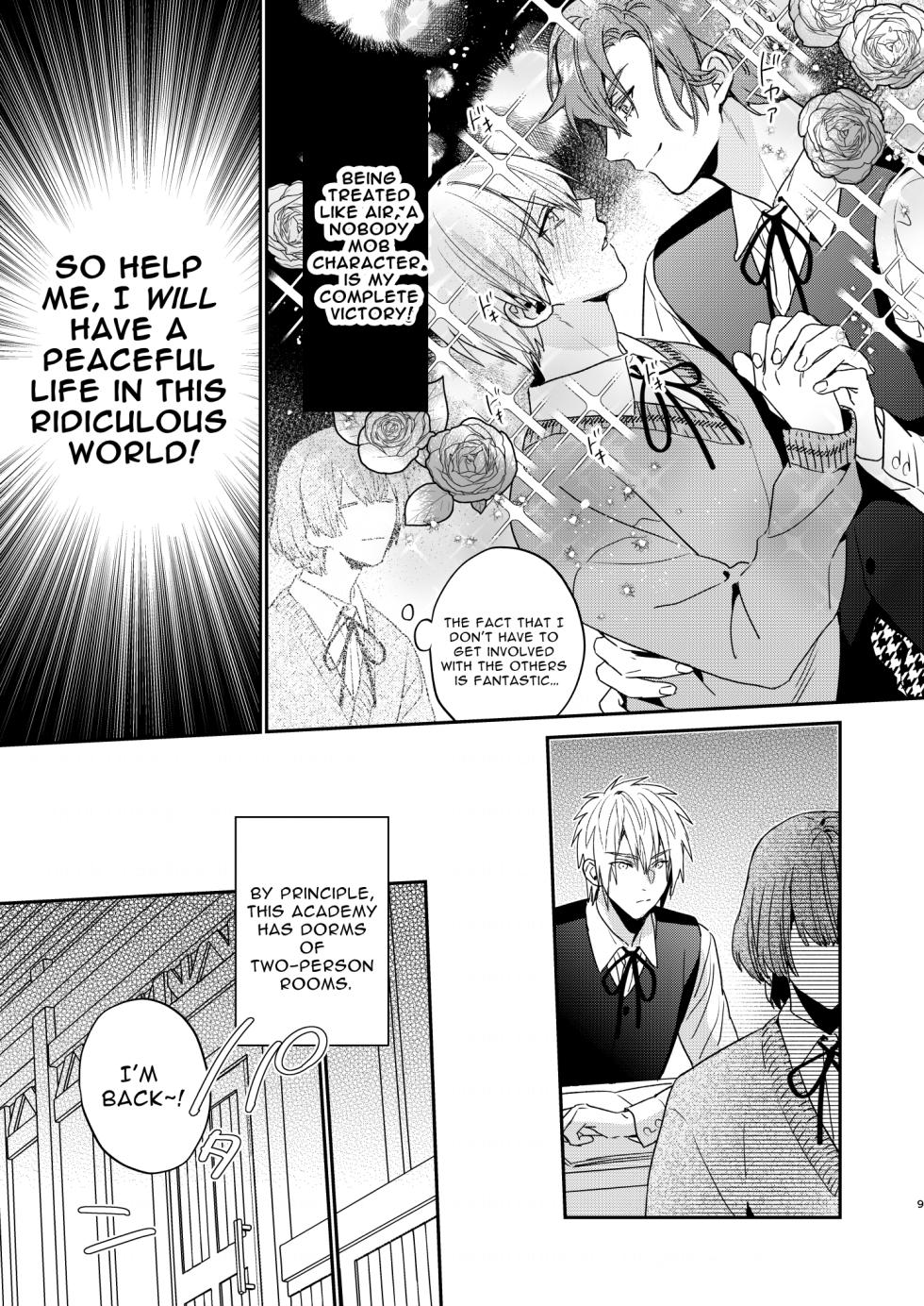 [niwaniwa (Oova Akiru)] Tensei Mob wa BL-gee no Sekai de Hamerare Kouryakusaremashita!? | Sex with the Love Interest! But I'm an NPC! 1 [English] [Digital] - Page 9