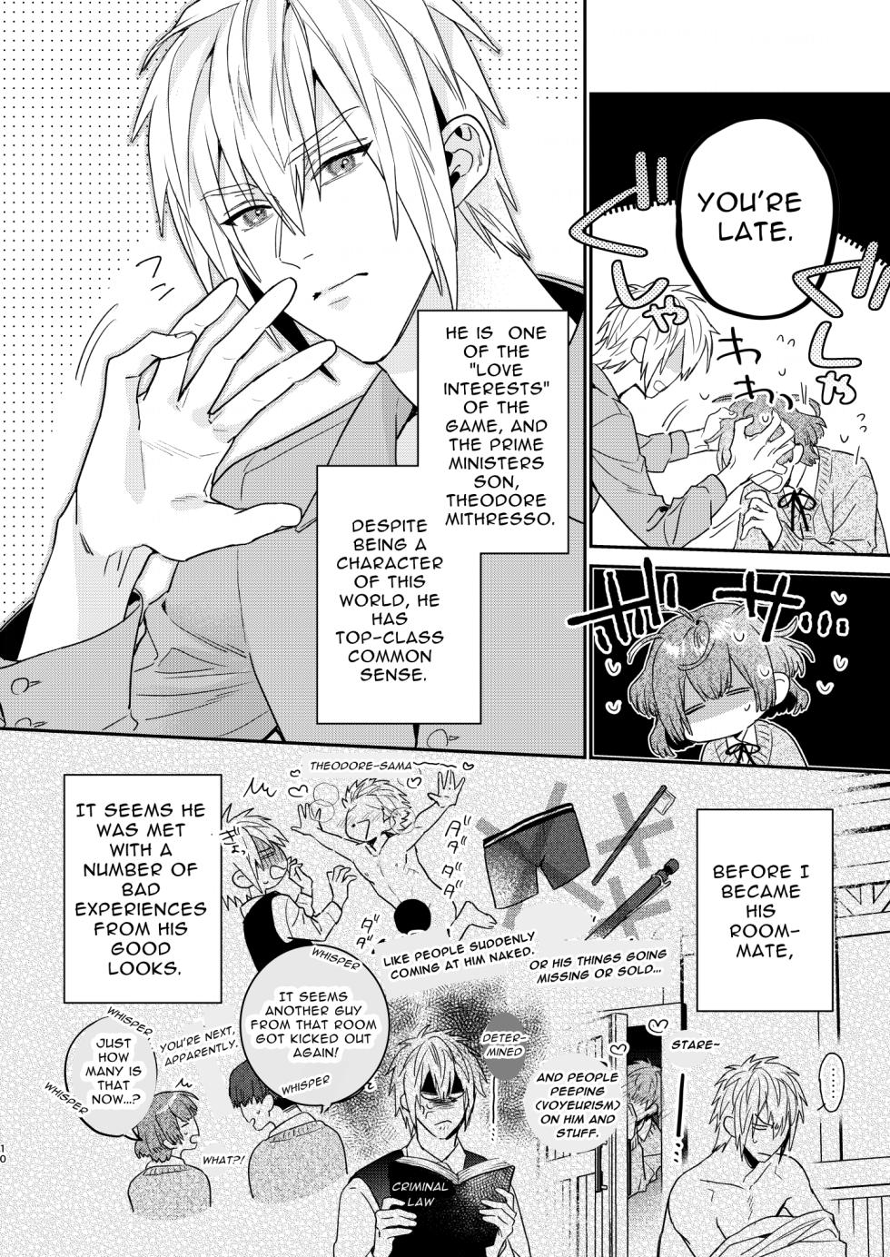 [niwaniwa (Oova Akiru)] Tensei Mob wa BL-gee no Sekai de Hamerare Kouryakusaremashita!? | Sex with the Love Interest! But I'm an NPC! 1 [English] [Digital] - Page 10