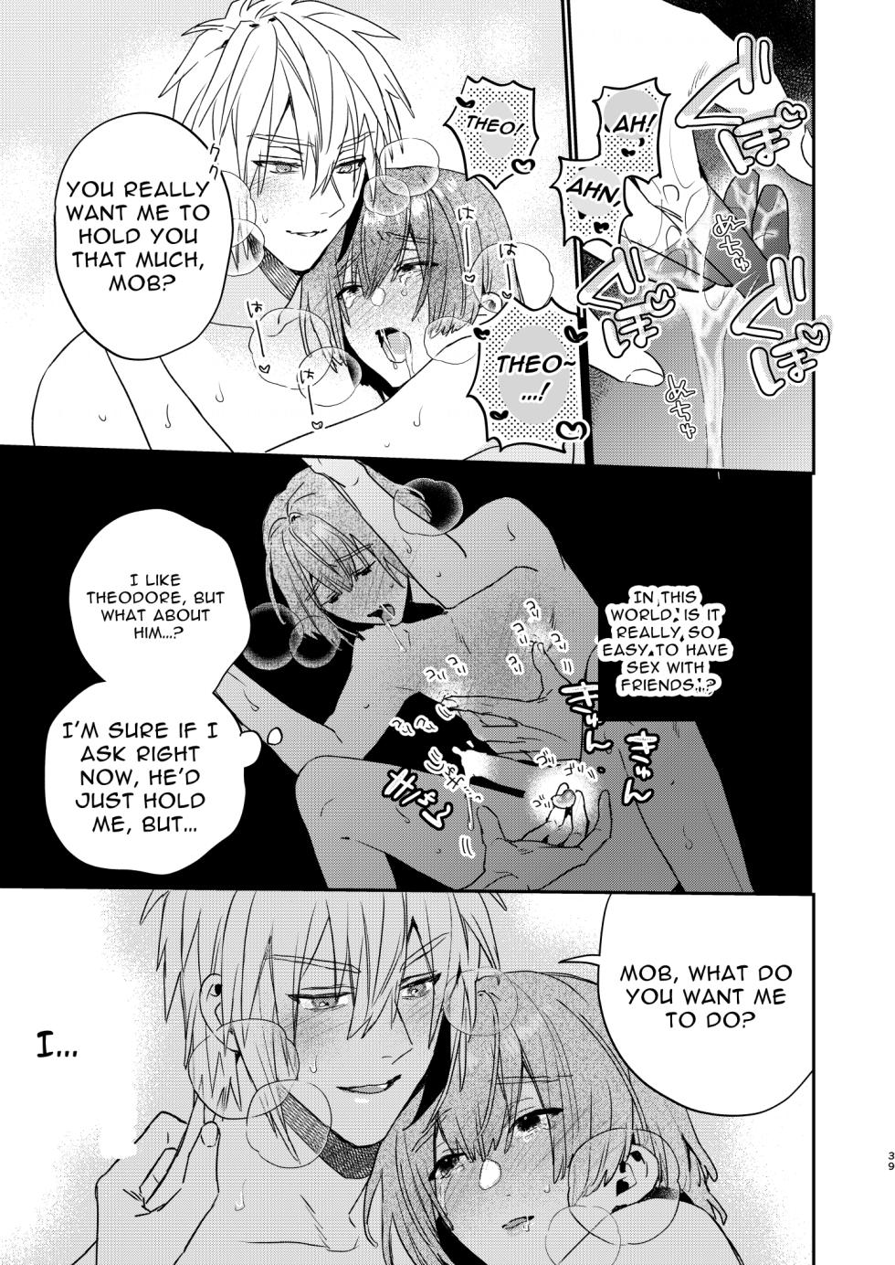 [niwaniwa (Oova Akiru)] Tensei Mob wa BL-gee no Sekai de Hamerare Kouryakusaremashita!? | Sex with the Love Interest! But I'm an NPC! 1 [English] [Digital] - Page 39