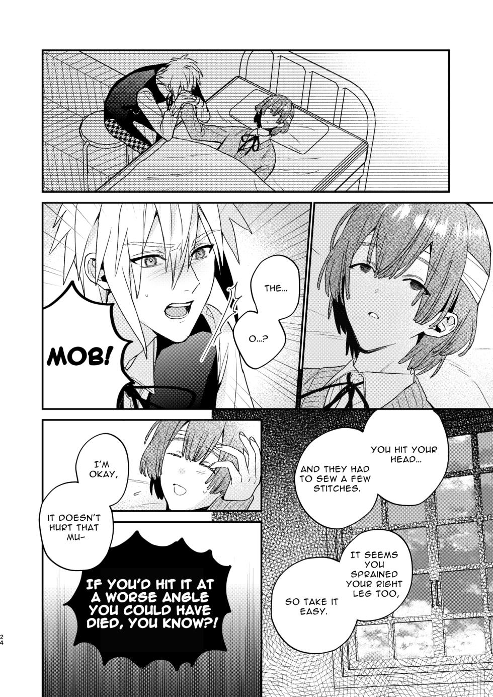 [niwaniwa (Oova Akiru)] Tensei Mob wa BL-gee no Sekai de Hamerare Kouryakusaremashita!? 3 | Sex with the Love Interest! But I'm an NPC! 3 [English] [Bean Works]  [Digital] - Page 24
