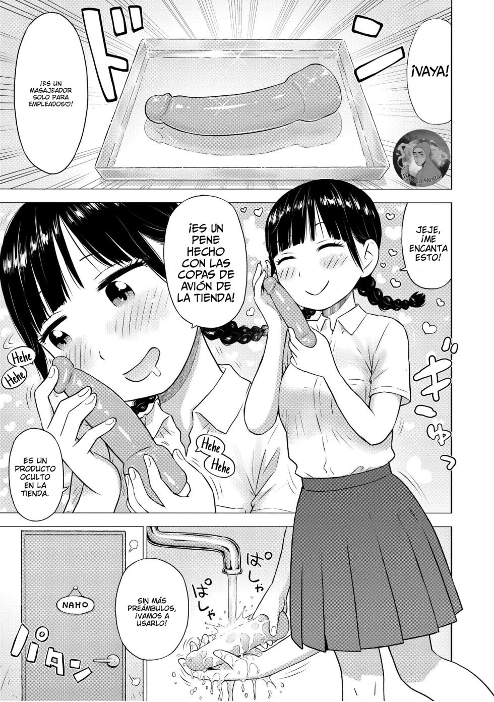 [Karma Tatsurou] Naho-chan wa Onahoya-san 2 | ¡Mizuki, La Empleada De La Tienda De Copas De Avión! Capitulo 2 (WEEKLY Kairakuten 2022 No.15) [Spanish] - Page 3