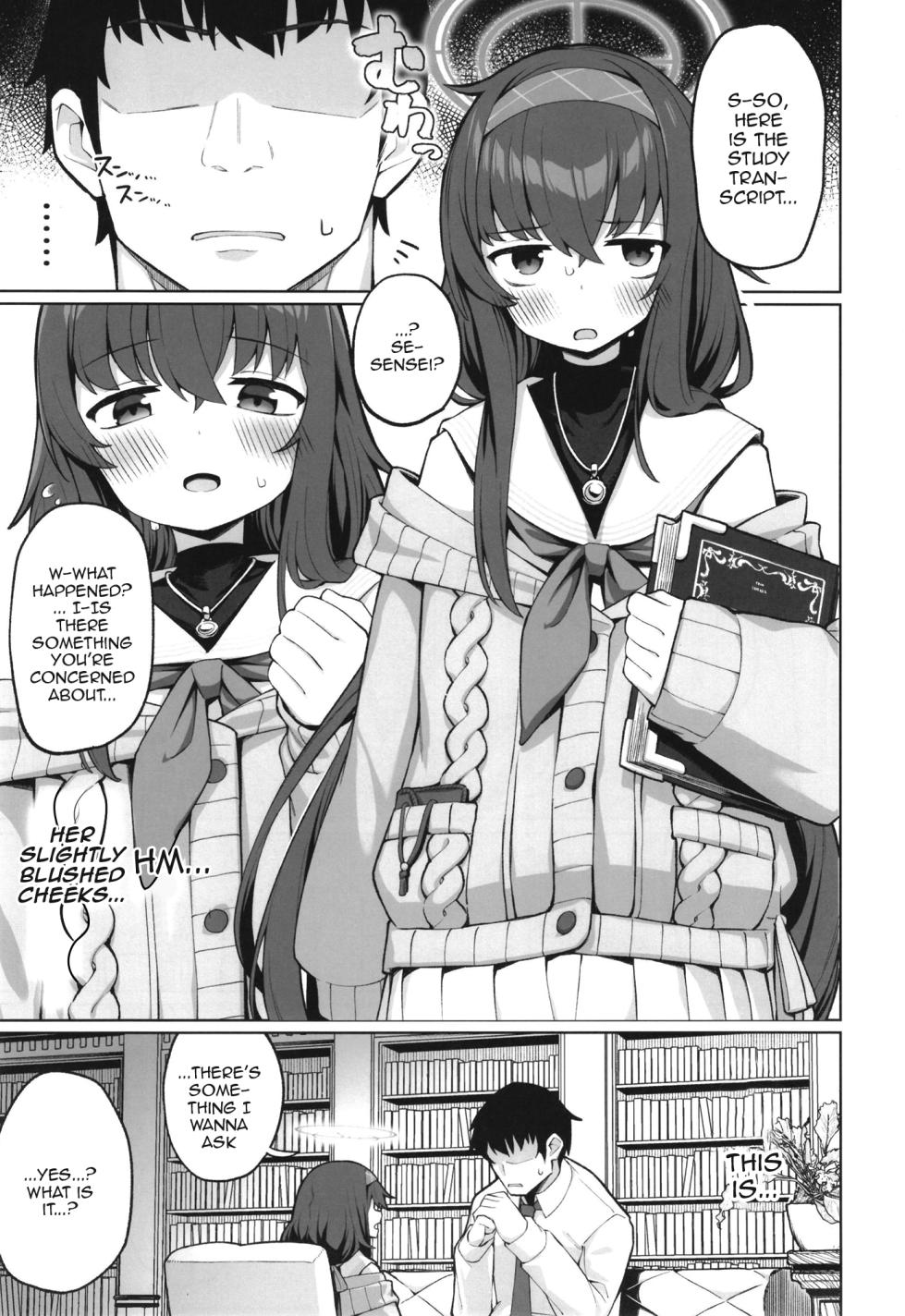 [Punipuni no Hoppe (Kawayoi)] Koshokan no Kakushigoto | The Secret in the Antiquarian Bookstore (Blue Archive) [English] {Doujins.com} [Digital] - Page 3