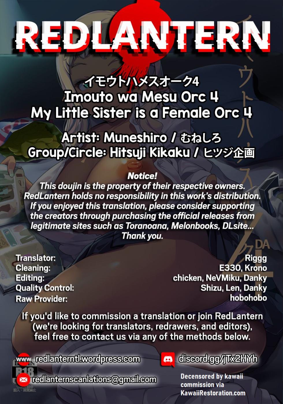 [Hitsuji Kikaku (Muneshiro)] Imouto wa Mesu Orc 4 | My Little Sister is a Female Orc 4 [English] [Decensored] - Page 30