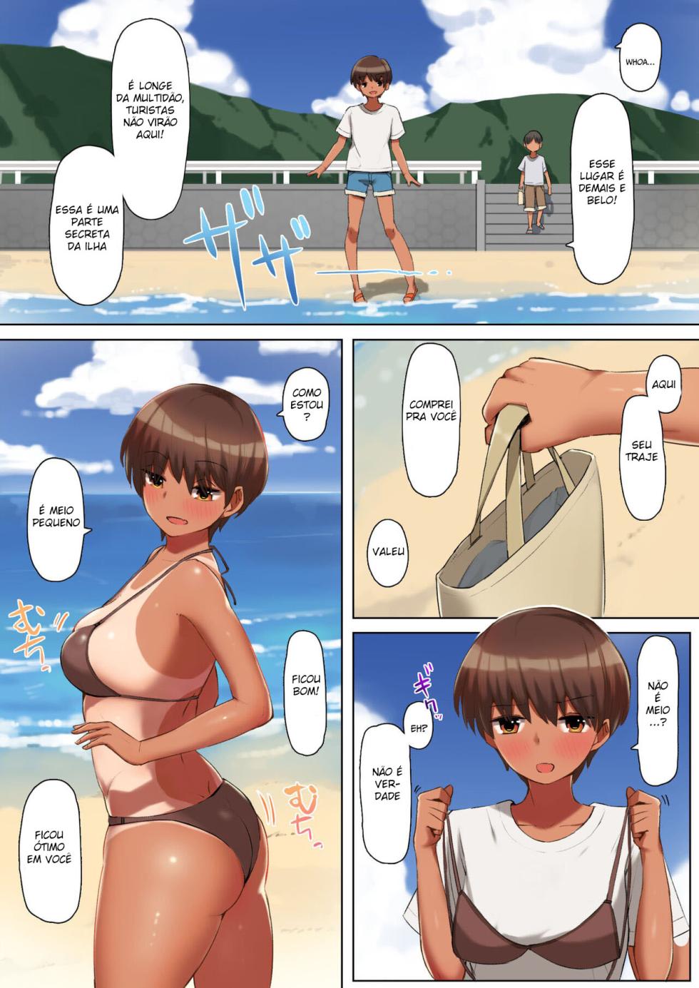 [Kurumaya Koudou] Tokeru Mizugi o Watashitara Chinko no Toriko ni Natta Ken [Portuguese-BR] [Mundo Hentai] - Page 3