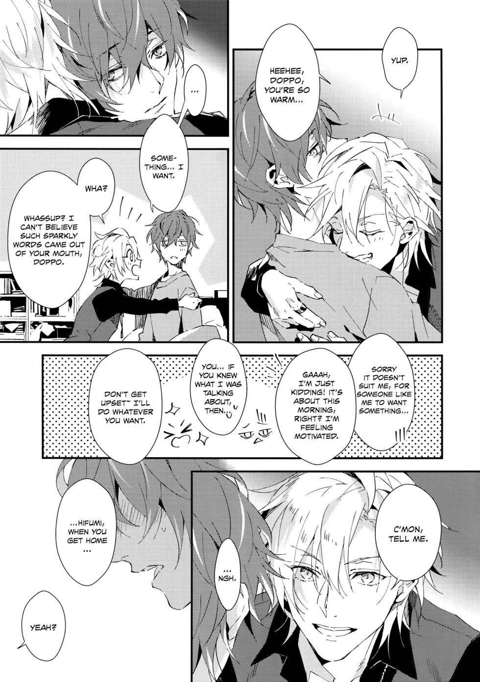 (C95) [inumog (Fujino, Marumo)] Nandemo Ii Kankei (Hypnosis Mic) [English] {MissionStart Scans} [Decensored] - Page 16