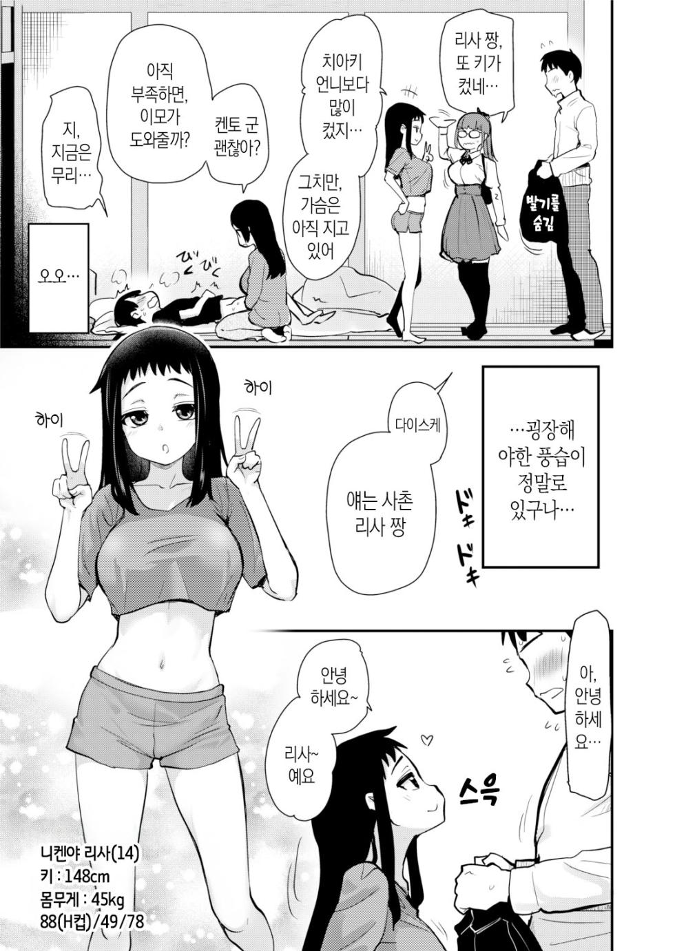 [Shin Hijiridou Honpo (Hijiri Tsukasa)] H na Fuushuu ga Aru Gibo no Inaka de, Shotaimen no Juumai to H Suru Hanashi | 야한 풍습이 있는 의붓어머니의 고향에서 처음 만난 사촌 여동생과 섹스하는 이야기 [Korean] [팀 숙녀] [Decensored] [Digital] - Page 7