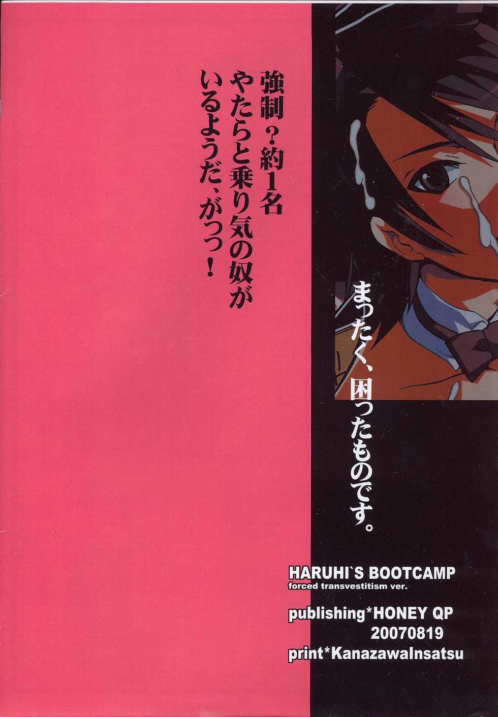 (C72) [HONEY QP (Inochi Wazuka)] Haruhi's Bootcamp Kyousei Nyuutai Hen (The Melancholy of Haruhi Suzumiya) - Page 10