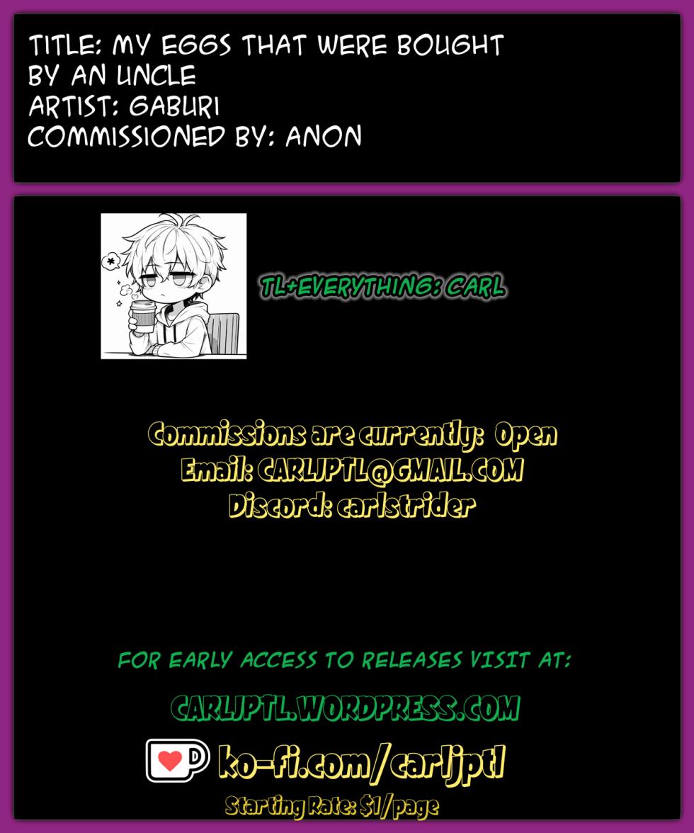 [GABUGABU (GABURI)] Oji-san ni Kawareta Watashi no Ranshi  | My Eggs That Were Bought by an Uncle  [English] [CarlJPTL] [Digital] - Page 37