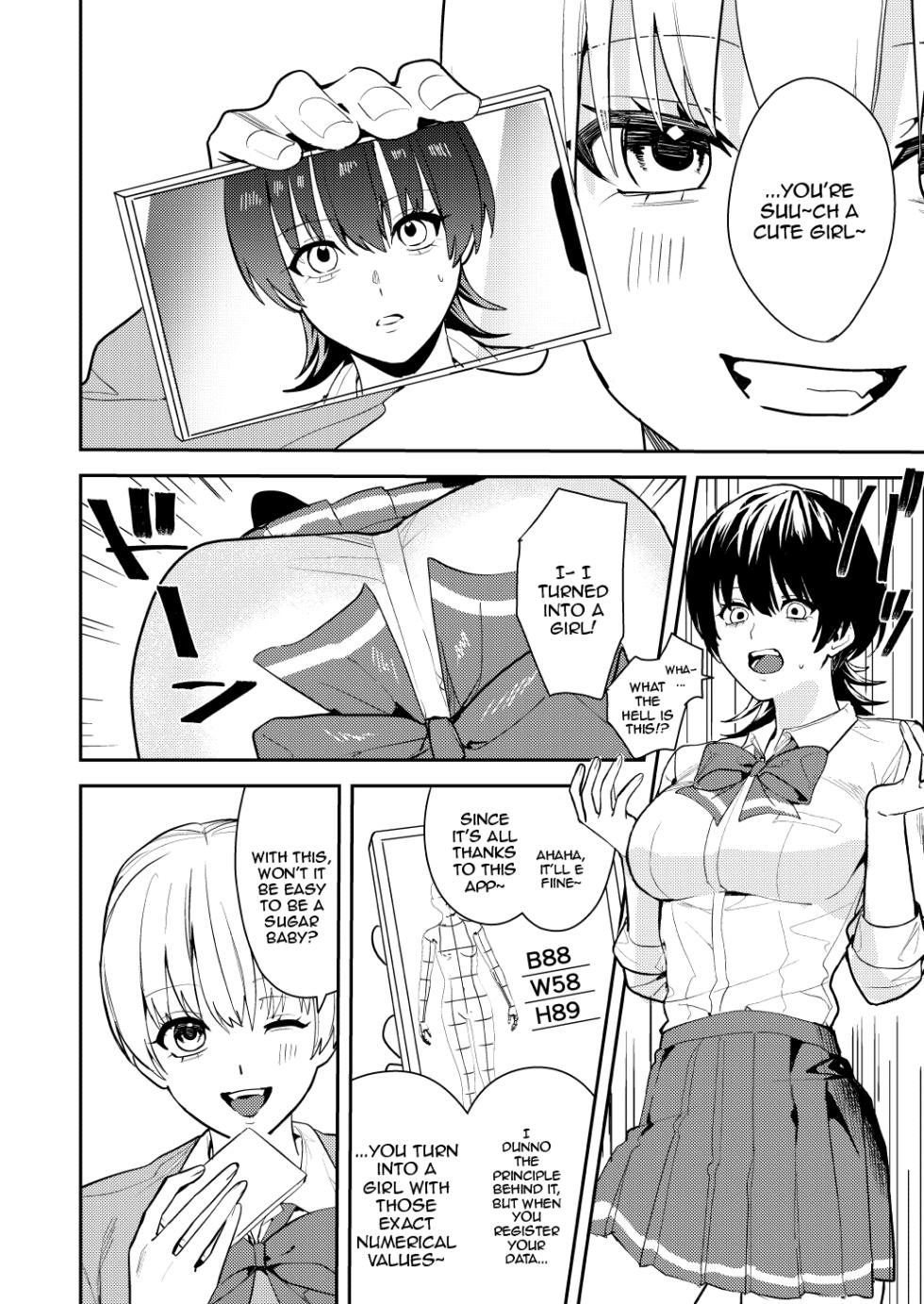 [Amuai Okashi Seisakusho (Betty, Konozama)] Papakatsu Nyotaika de Tanoshiku Kasegu! | Having Fun and Earning Some Money by Prostituting Myself After Turning Into a Girl! [English] {Doujins.com} - Page 7