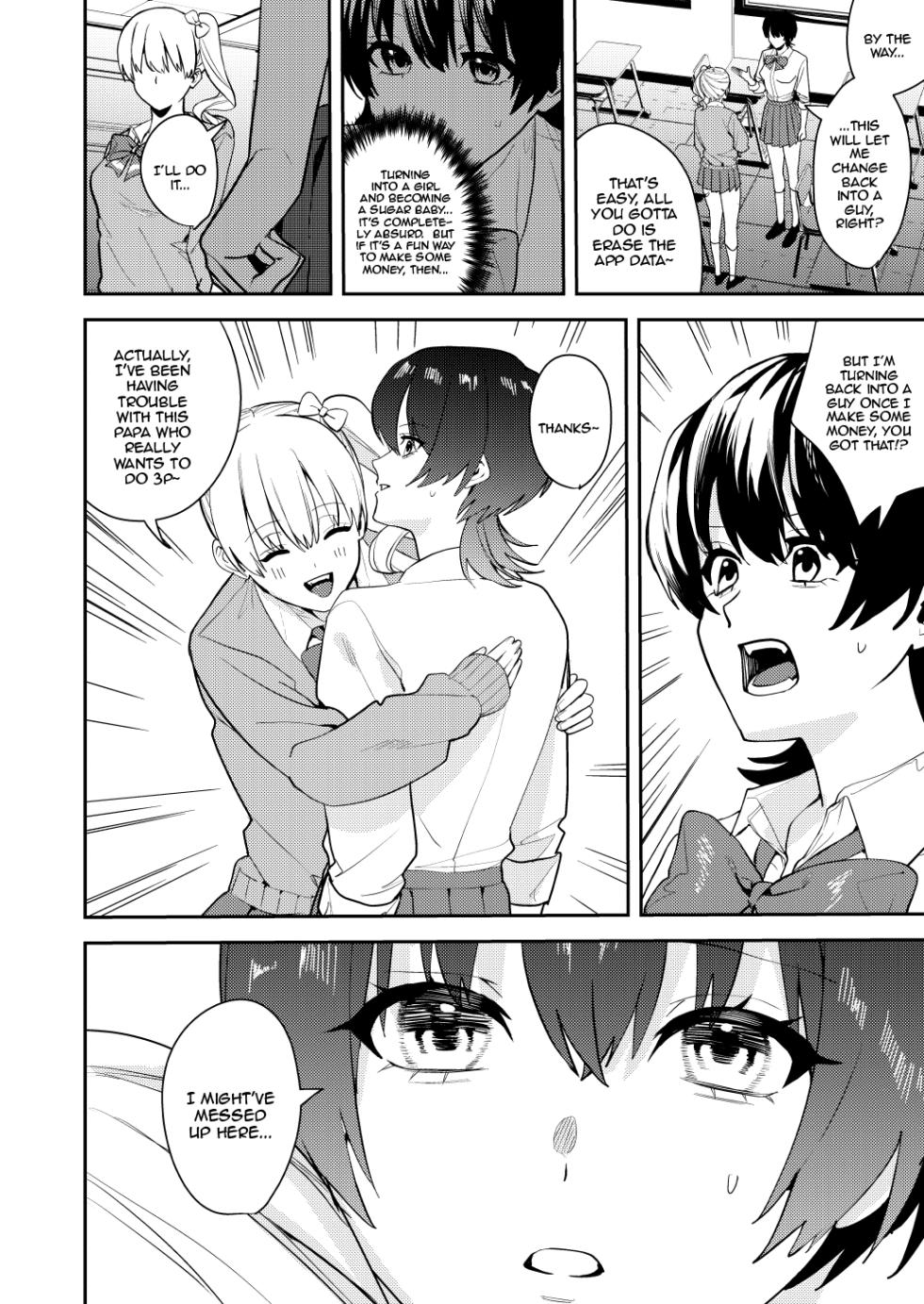 [Amuai Okashi Seisakusho (Betty, Konozama)] Papakatsu Nyotaika de Tanoshiku Kasegu! | Having Fun and Earning Some Money by Prostituting Myself After Turning Into a Girl! [English] {Doujins.com} - Page 9