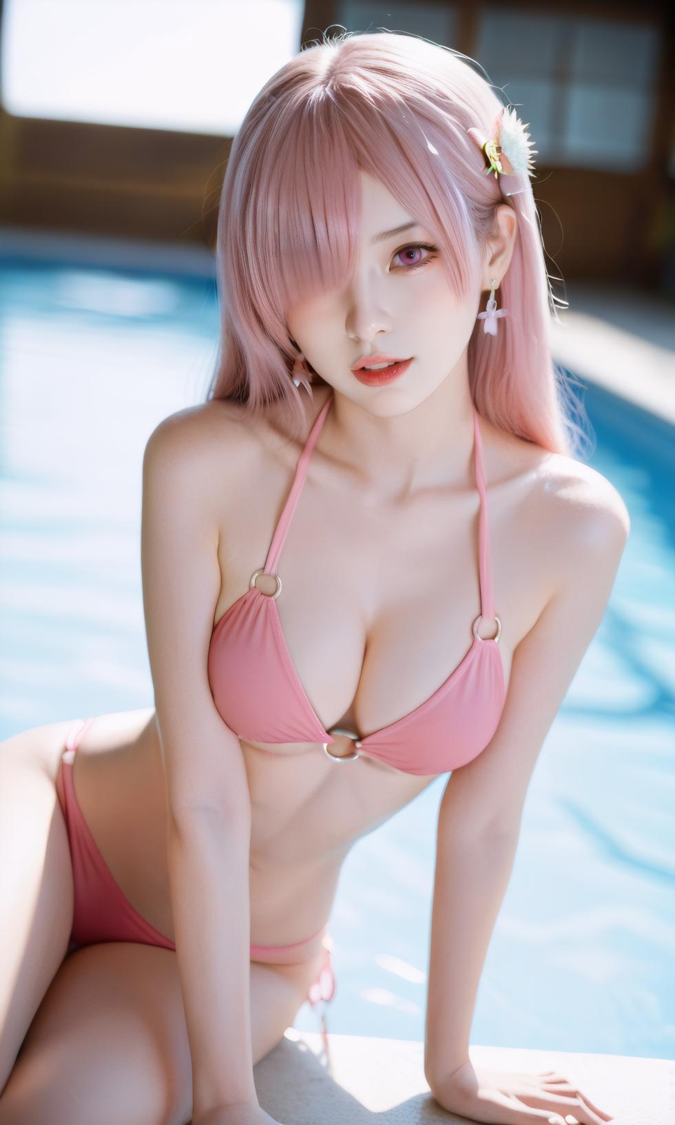 Pink bikini+ripped white stockings[AI Generated] - Page 14