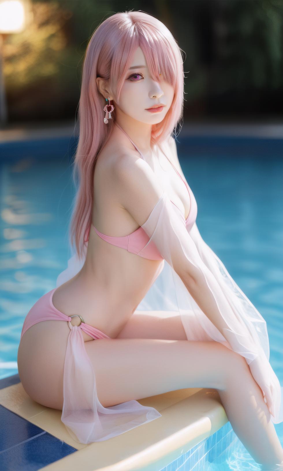 Pink bikini+ripped white stockings[AI Generated] - Page 24