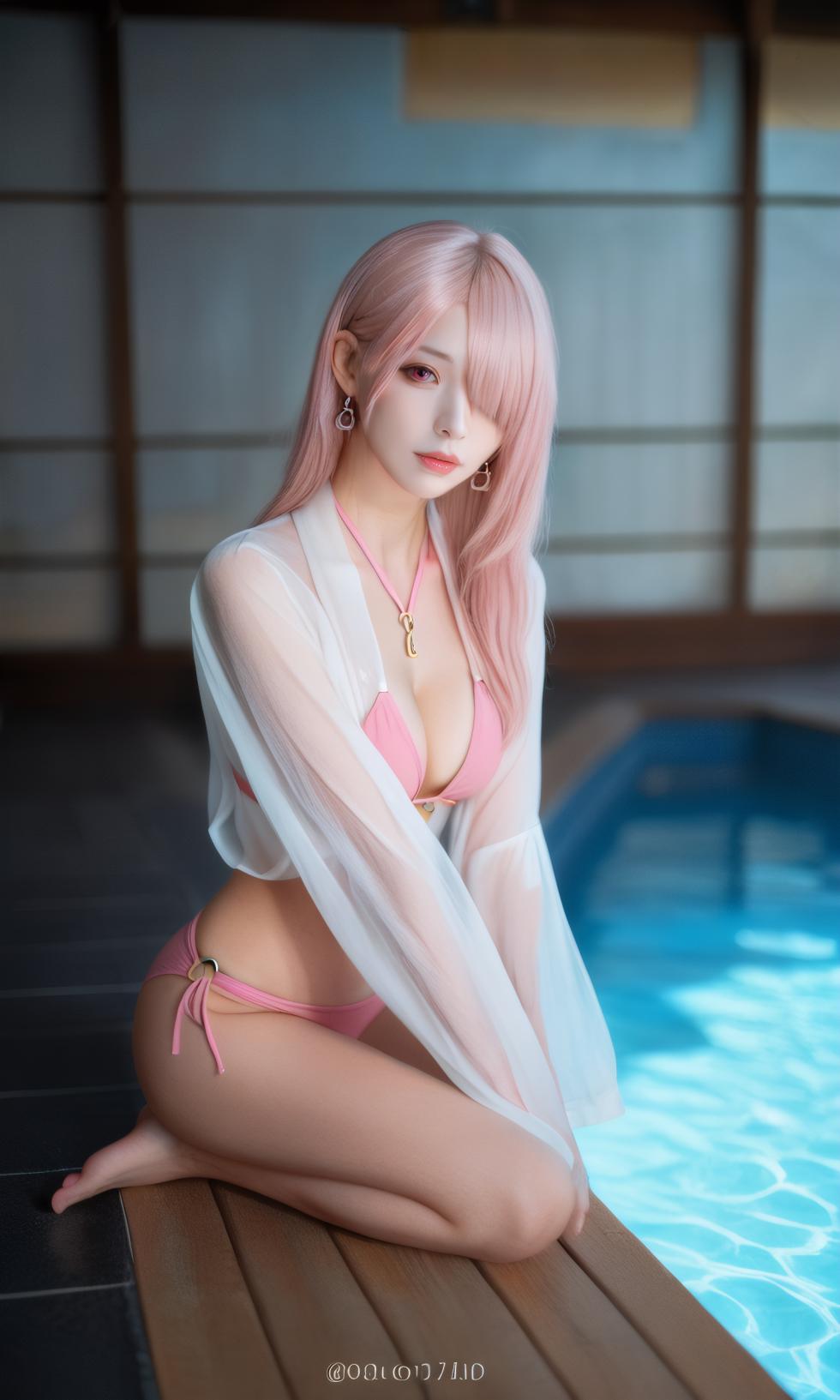 Pink bikini+ripped white stockings[AI Generated] - Page 27