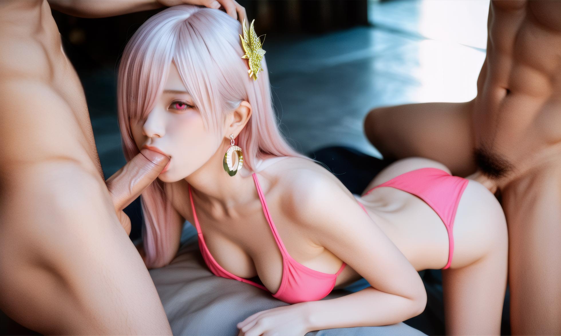 Pink bikini+ripped white stockings[AI Generated] - Page 39