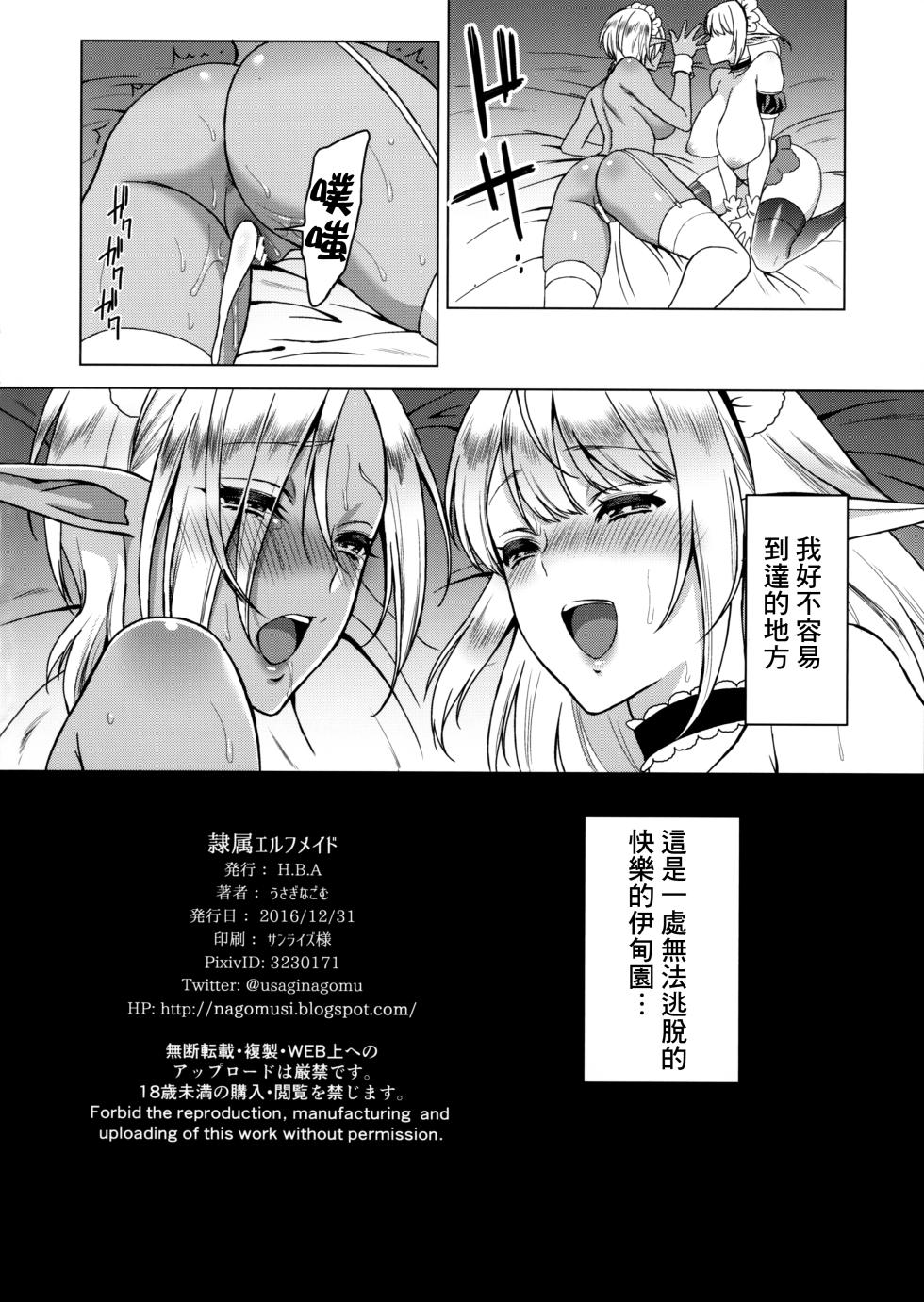 (C91) [H.B.A (うさぎなごむ)] 隷属エルフメイド + C91会場限定本  [中国翻訳] [无毒汉化组] - Page 25