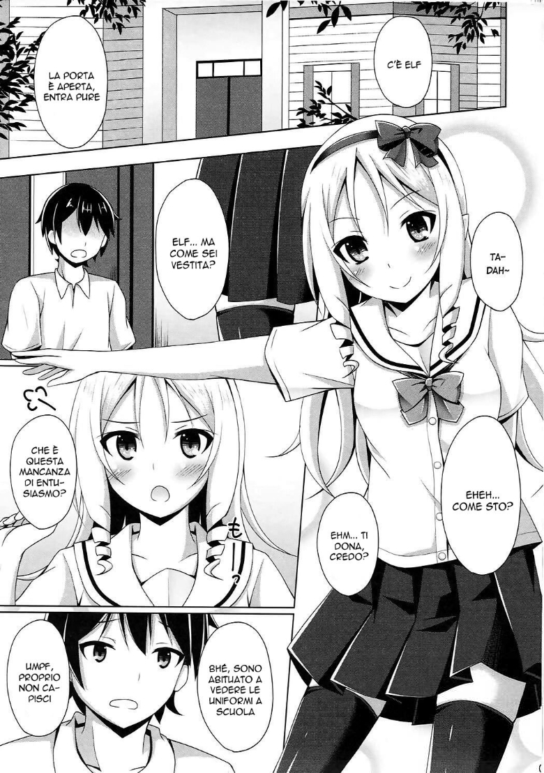 (SC2017 Summer) [Imitation Moon (Narumi Yuu)] Elf-chan to Cosplay Ecchi | Elf in Uniforme (Eromanga Sensei) [Italian] [Decensored] - Page 4