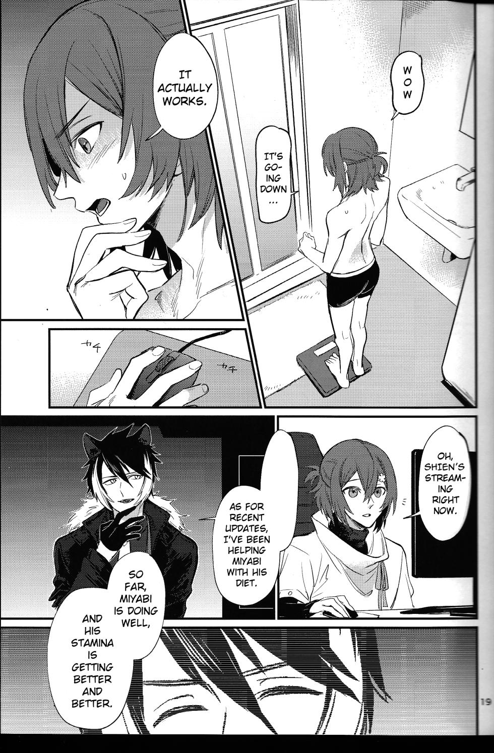 (Tadaima Haishinchu!) [Monjin (Samonji Monji)]  Diet  Koujou Kikan Genryou Hen | Diet Improvement Phase Weight-Loss Part  (Hanasaki Miyabi, Kageyama Shien) [English] - Page 18