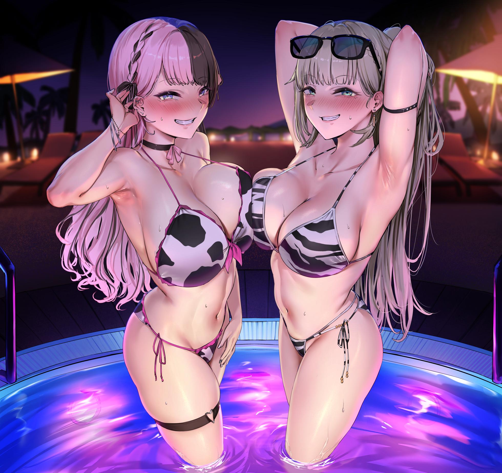 [Sanuki] Night Pool (Tachibana Hinano, Hanabusa Lisa) - Page 23