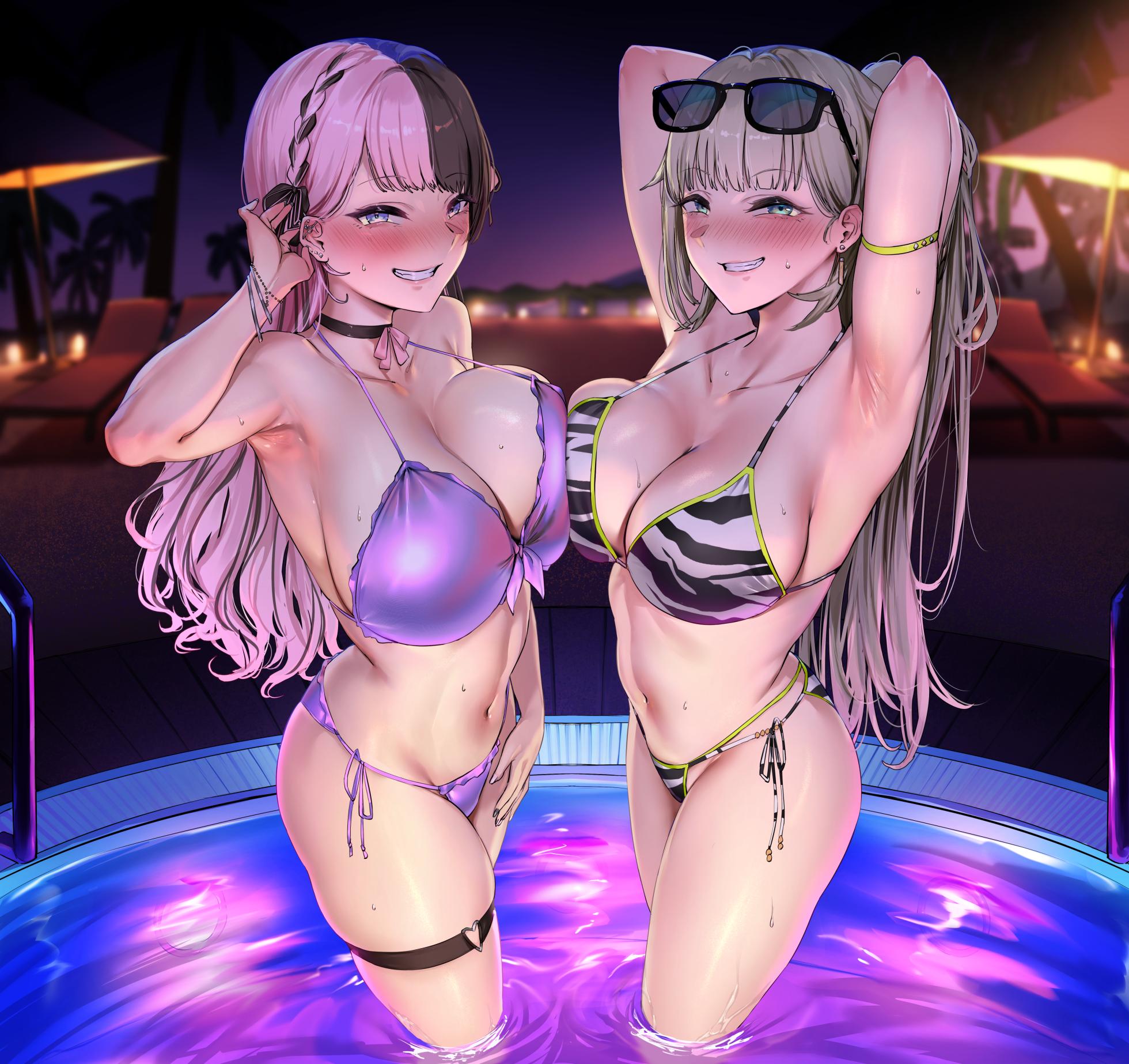 [Sanuki] Night Pool (Tachibana Hinano, Hanabusa Lisa) - Page 34