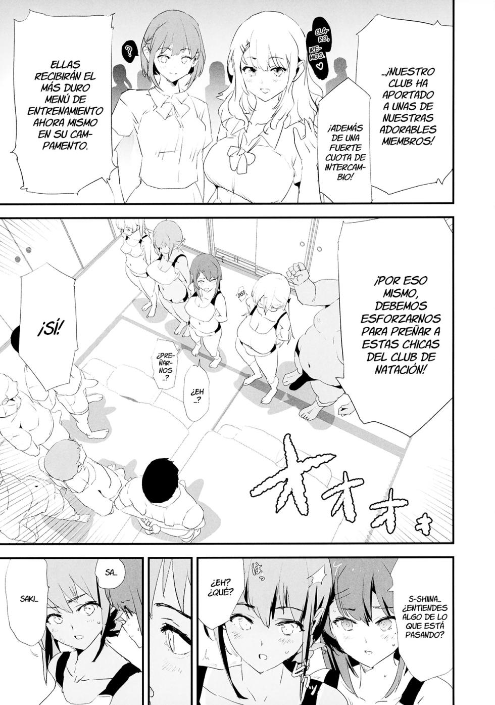(C100) [Yami ni Ugomeku (Dokurosan)] Watashi-tachi no Onaho Koukan Gasshuku Ichinichime! + Omake Paper [Spanish] [Decensored] - Page 4