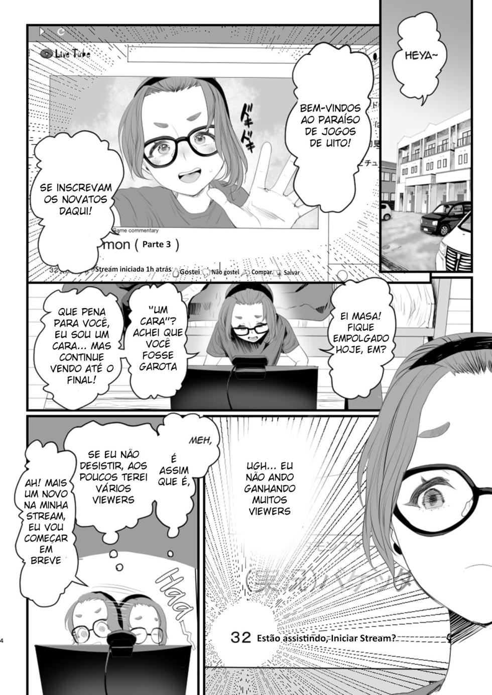 [Groggy-chou (Guro Tsuki)] Otokonoko Haishinsha Nagesen ni Noserarete Hamerarechaimashita [Portuguese-BR] - Page 4