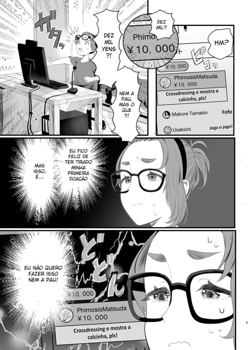 [Groggy-chou (Guro Tsuki)] Otokonoko Haishinsha Nagesen ni Noserarete Hamerarechaimashita [Portuguese-BR] - Page 5