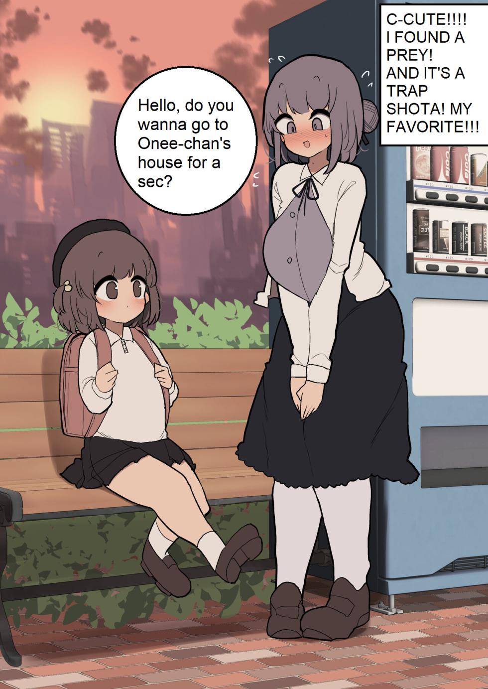 [Momomo] A Shotacon Oneesan rapes the dick of an adorable trap with a ??? digit age - Page 1