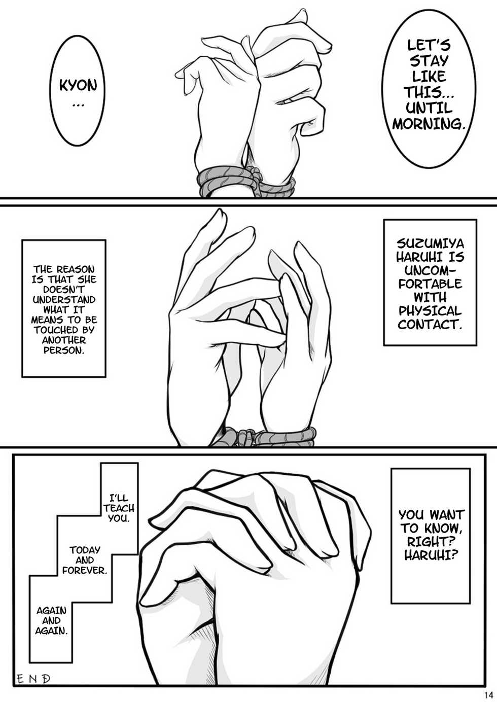 [Mousou Kai no Juunin wa Ikiteiru., TailBell (Kandanchi, Osuzu Akiomi)] Fureai | Contact (Suzumiya Haruhi no Yuuutsu) [English] =LWB= [Digital] - Page 13