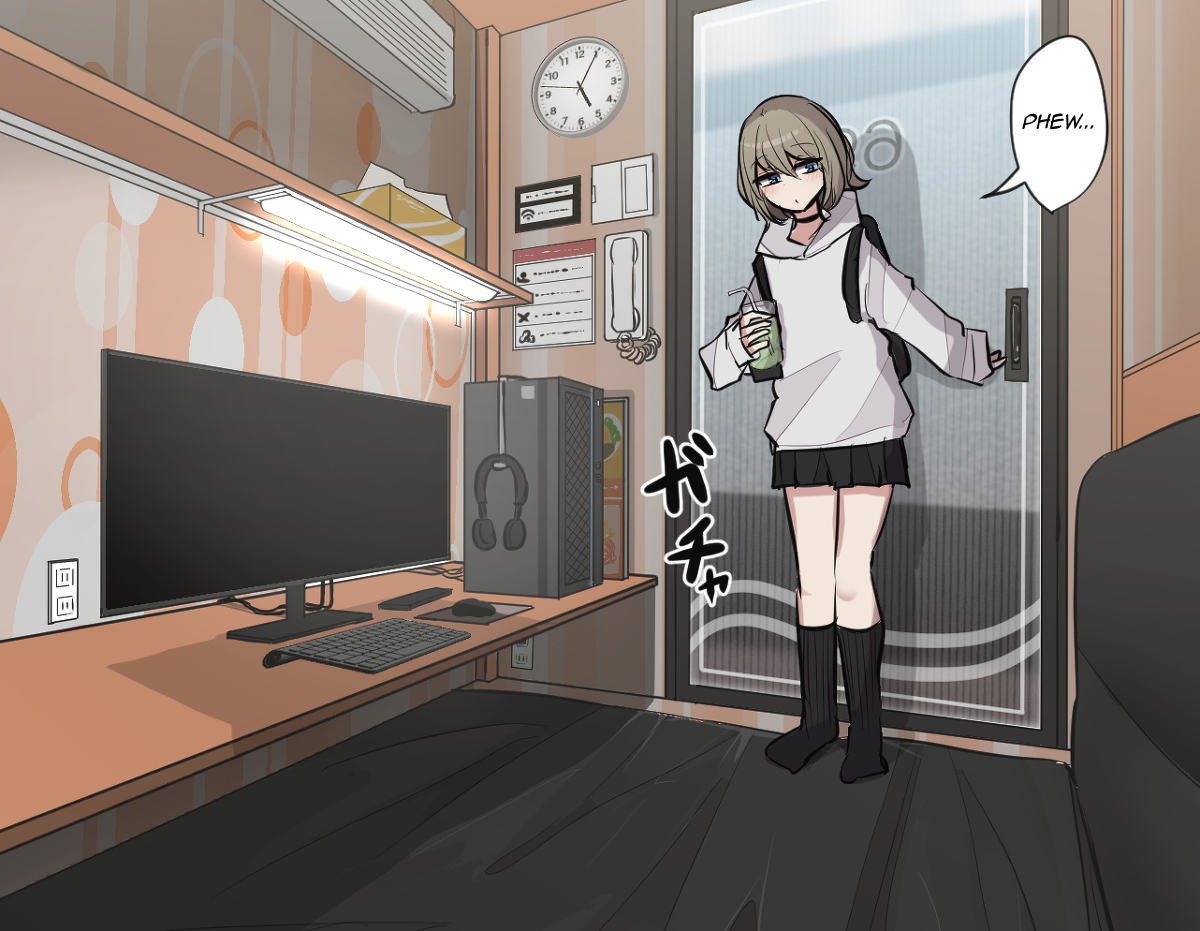 [torimogura] Best Friend-Chan Masturbating in an Internet Cafe [English] - Page 1