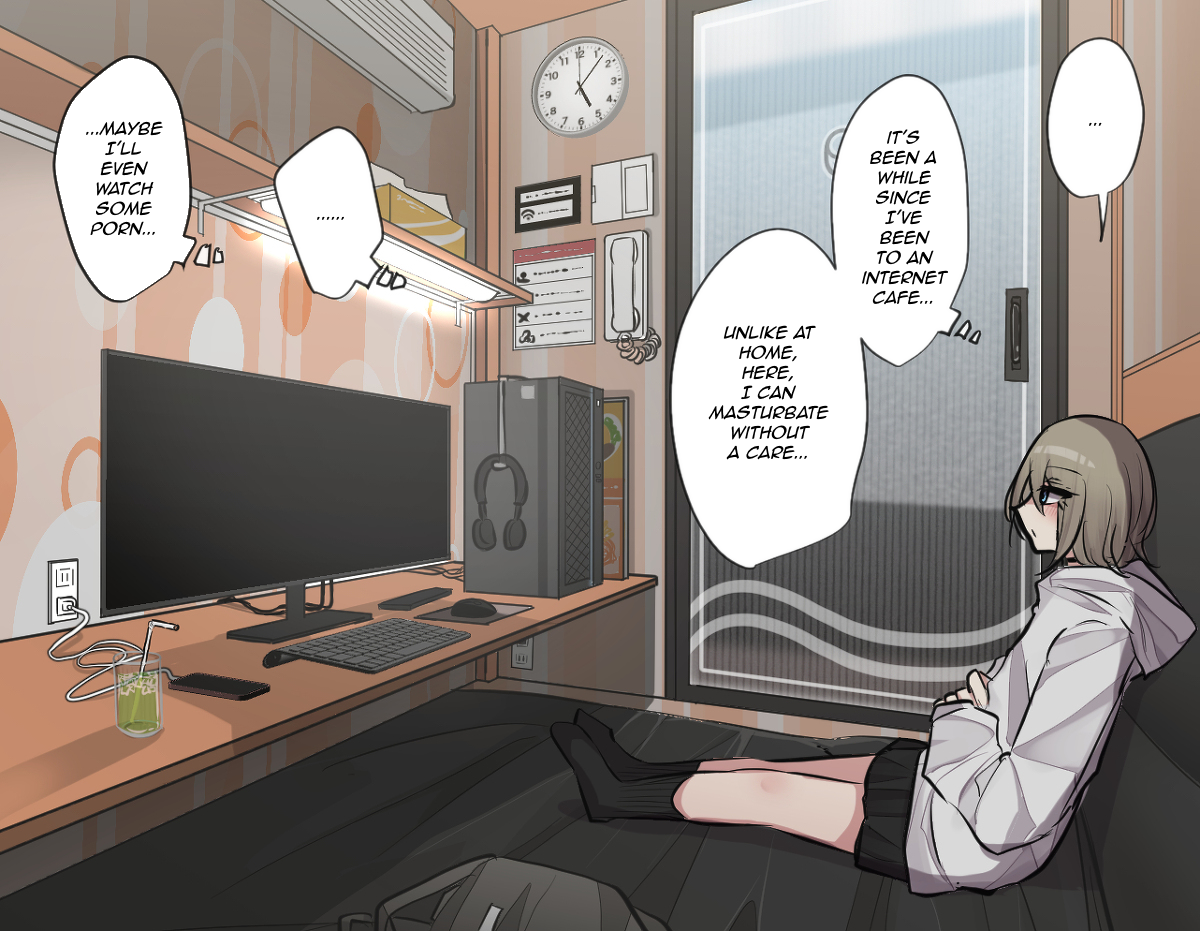 [torimogura] Best Friend-Chan Masturbating in an Internet Cafe [English] - Page 2
