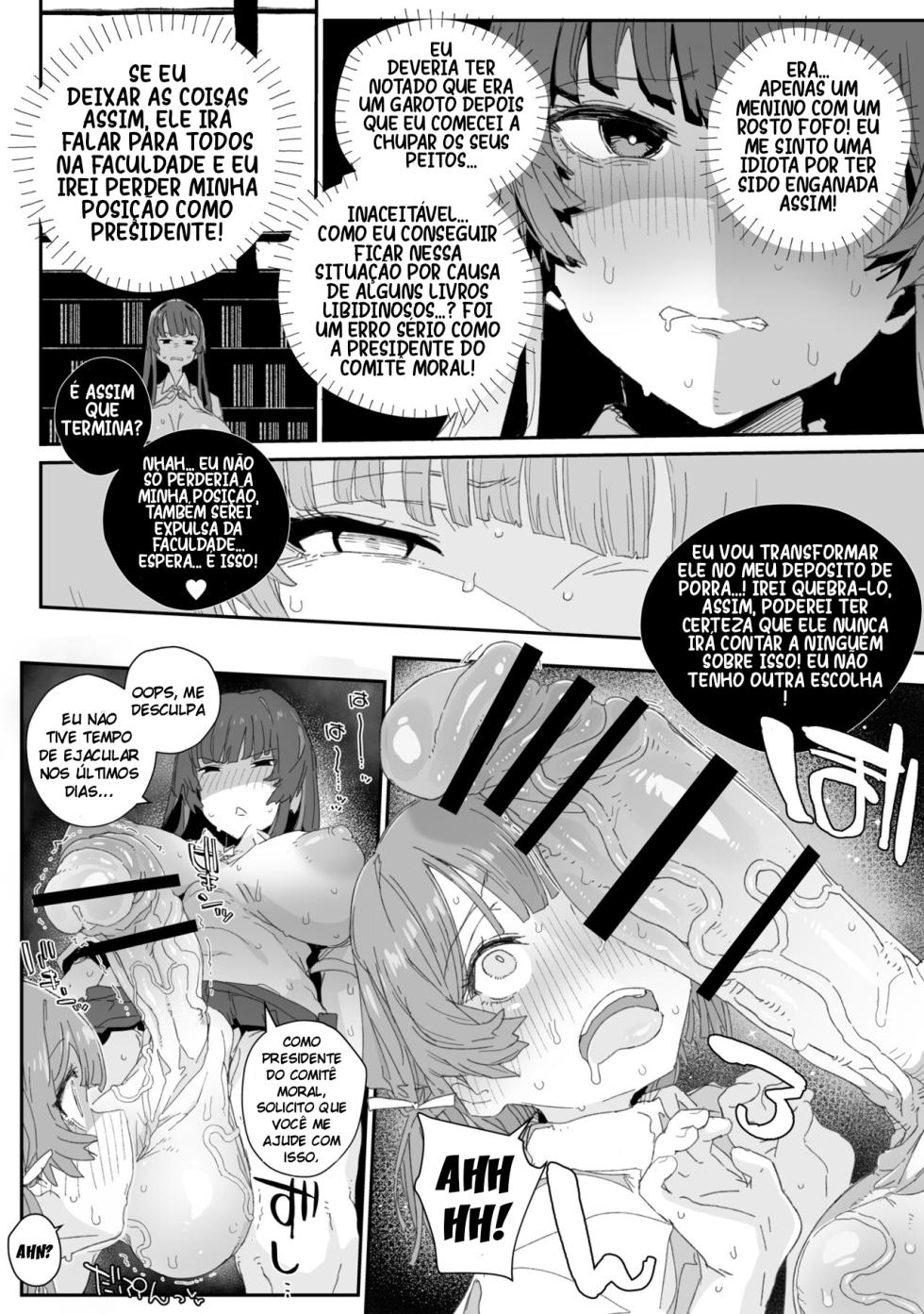 [PLATONiCA (Nyorubee)] Watashi no Fuuki o Midasun ja Nai!!! ~ Seiyoku Tsuyo Tsuyo Futanari Fuuki Iinchou ga Otokonoko de Midarechatta Sono Wake~ [Portuguese-BR] [Bocchi Tradução] - Page 9