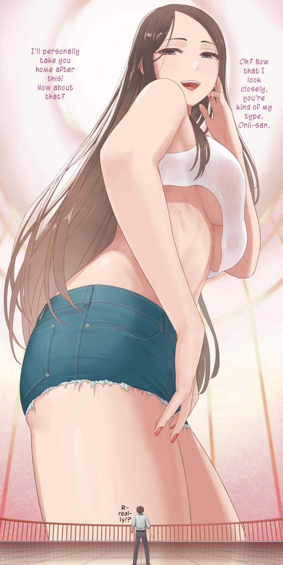 [Mizuno] Shinchou 200m no Ecchi na Onee-san | 200m Tall Pervy Onee-san [English] - Page 1