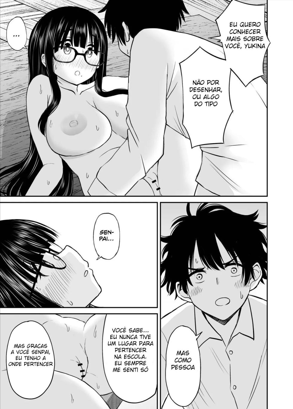 [Kotorakku] Bijutsubu no Kyonyuu Kouhai ga Nude Model ni Natta Kekka Amari ni Ero Sugite Ore no Geijutsu ga Bakuhatsushita Hanashi [Portuguese-BR] [Mundo Hentai] - Page 40