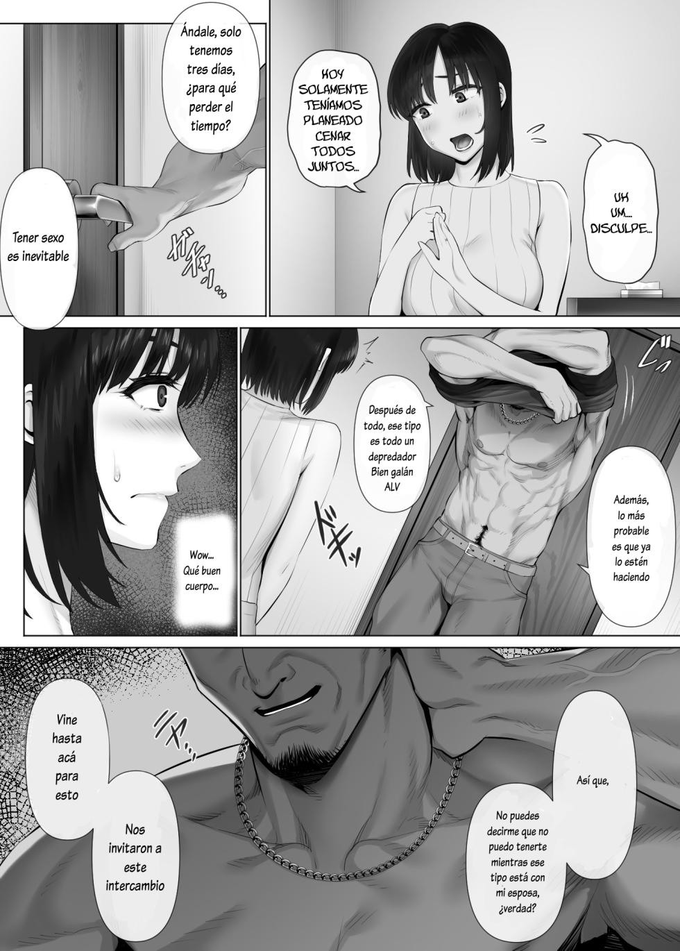 [Mitsumitsu Niku (Hikitogu)] LeveChi na Swapping 2 ~Hatsu Zecchou de Iki Kuruu Tsuma Hen~ (Spanish] [Lovely Diablesse Scan] - Page 9